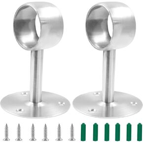 Biaungdo 2 Inch Ceiling-Mount Curtain Rod Brackets, Stainless Steel Flange Holder with Anchor Screw Kit, 4Pcs - Black