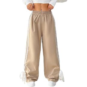 ZAFUL Womens Side Striped Pant Baggy Wide Leg Sweatpants Elastic Waisted Contrast Stripes Loose Fit Trousers