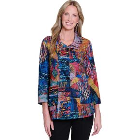 Ali Miles Women's Brushed Knit Button Jacket Front Patch Pockets