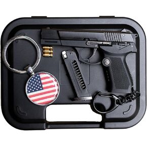 Gun Keychain + As Gift: American Flag Keychain - Mini Gun Keychain - Pistol Shape Keychain