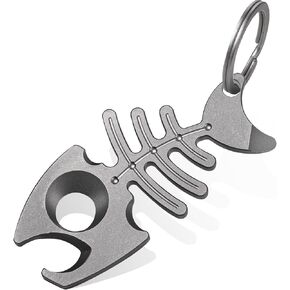 TISUR Titanium Keychain Bottle Opener with Stainless Steel Key Ring, EDC key chain multitool Pry Bar, Gifts for Men (Grey (1-Pack))
