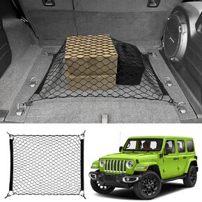 شبكة شحن جذع لعام 2019-2025 Jeep Wrangler JL 4XE 4 Door Trunk Organizer Net مضاد للانزلاق الشبكات الخلفية الشبكية لـ 19-25 Wrangler JL Jl Jlu 4XE SUV Accessories