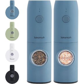 Automatic Salt and Pepper Grinder Set, Battery Operated (Not Included), Adjustable Coarseness with LED Light, ELectric Pepper and Salt Shakers Refillable, 95ml Large Capacity(2 Packs, Black) in Kuwait