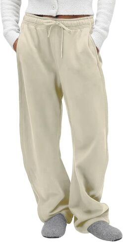 FAIABLE Women's Sweatpants Wide Leg - Super Soft Sweat Pants Fleece Baggy Joggers with Pockets, Drawstring & Relaxed Fit in Kuwait