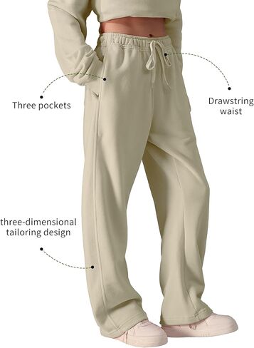 FAIABLE Women's Sweatpants Wide Leg - Super Soft Sweat Pants Fleece Baggy Joggers with Pockets, Drawstring & Relaxed Fit in Kuwait
