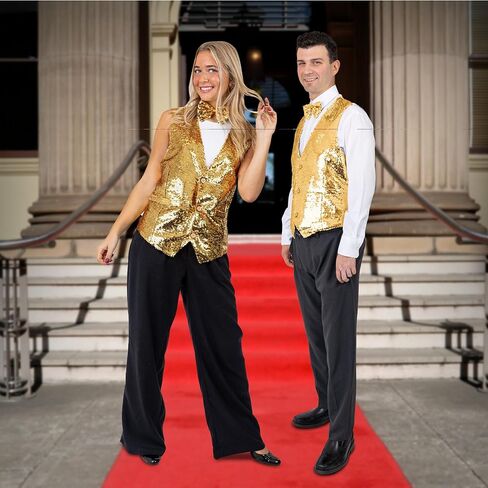 Dress Up America Sequin Vest with Bowtie - Sparkly Vest for Men - Costume Party Vest for Adults - Men Sequin Vest (Silver) in Saudi Arabia