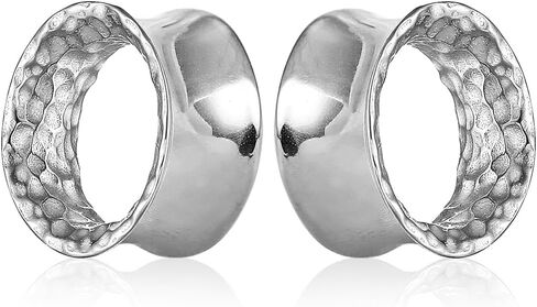 Casvort 2 PCS Hypoallergenic 2G-1" Classic Hammered Ear Gauges 316 Surgical Stainless Steel Comfortable Double Flared Ear Tunnels Plugs Body Piercing Jewelry in Kuwait