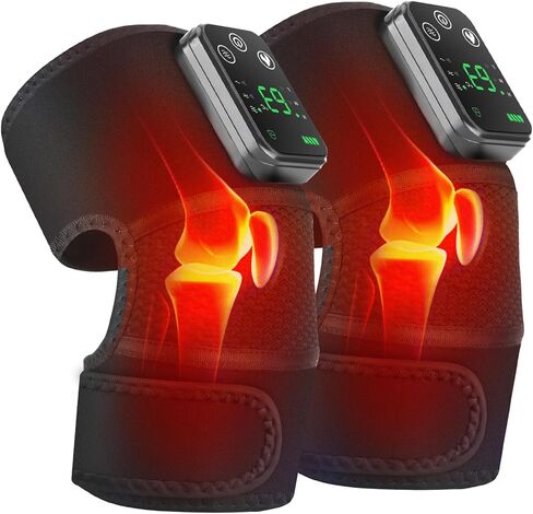 Cordless Knee Massager with Heat and Vibration, Knee Heating Pad for Knee, Heated Knee Brace, Heated Knee Massager, Heated Knee Wrap, Electric Knee Massage Black 1 Pack in Saudi Arabia
