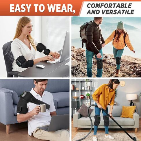 Cordless Knee Massager with Heat and Vibration, Knee Heating Pad for Knee, Heated Knee Brace, Heated Knee Massager, Heated Knee Wrap, Electric Knee Massage Black 1 Pack in Saudi Arabia