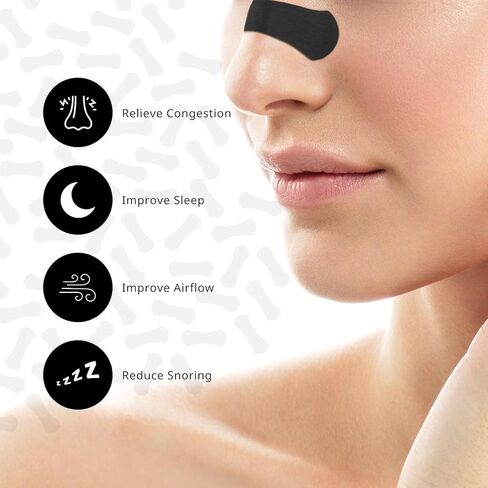 Nasal Strips (60 ct) for Breathing - Nose Strips for Sports - Anti Snoring Solution & Nasal Congestion Relief Nose Tape for Sleeping - Universal Fit, Extra Strength for Sensitive Skin - Black in Saudi Arabia