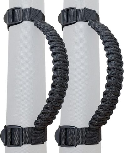 ROMASO Roll Bar Grab Handles for Jeep Grab Handles for Jeep Wrangler YJ TJ JK JKU JL JLU 1987-2024 Paracord Grab Handle 250 Pounds Load,Black in Kuwait