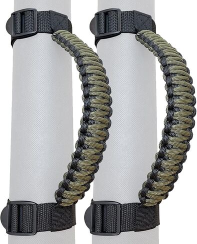 ROMASO Roll Bar Grab Handles for Jeep Grab Handles for Jeep Wrangler YJ TJ JK JKU JL JLU 1987-2024 Paracord Grab Handle 250 Pounds Load,Black in Kuwait