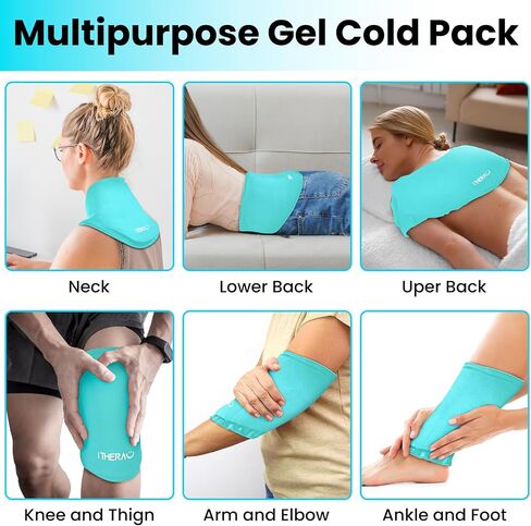 iTHERAU Neck Ice Pack Wrap Gel, Cooling Pad for Cervical and Shoulder, Cold & Hot Compress, Neck Relief Wraps, Flexible Ice Packs for Injuries Reusable, Pain Relief, Swelling, Office Pressure in Saudi Arabia