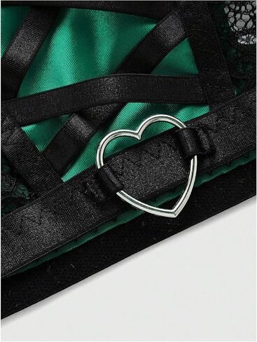 SOLY HUX Women's Plus Size Lingerie Sexy Gothic Lace Sheer Crotchless Panties and Bra Set in Saudi Arabia
