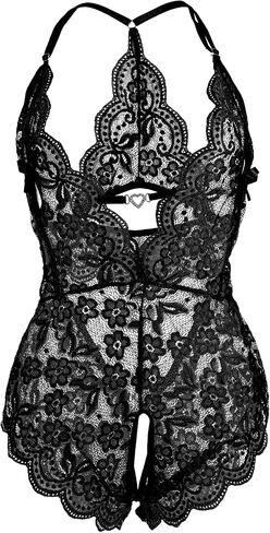 Teddy Lingerie For Women Sexy Floral Lace Lingerie Sheer Bodysuit Women's Exotic Underwear Nightgown One Piece Red Black in Saudi Arabia