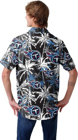 قميص FOCO للرجال Arizona Cardinals NFL Team Logo Aloha Tropical Button Up، زهور سوداء in Saudi Arabia