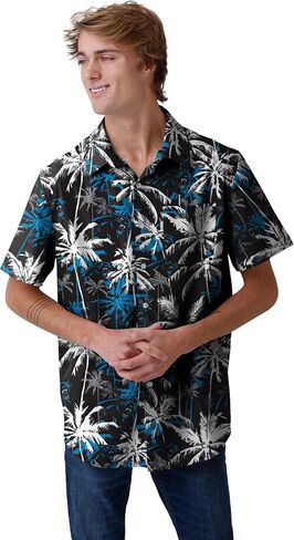 قميص FOCO للرجال Arizona Cardinals NFL Team Logo Aloha Tropical Button Up، زهور سوداء in Saudi Arabia