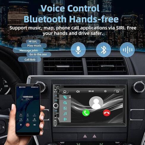 Double Din Car Stereo with Carplay & Android Auto, 7 Inch Car Radio with CD/DVD Player Support Back up Camera, Bluetooth & Voice Control, Mirror Link, Subwoofer, SWC, Subwoofer, AM/FM Double Din Radio in Saudi Arabia