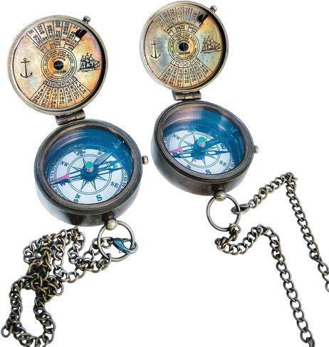 2" Robert Frost Vintage Compass Antique Brass Poem Compass Pocket Compass Brass Marine Compass with Leather Case Gift for Graduation, Confirmation Day, Baptism, Newyear Gift,Birthday in Saudi Arabia