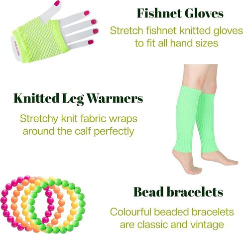 Yan Dream 80s Accessories for Women Lace Headband Earrings Fishnet Gloves Necklace Bracelet Leg Warmers 80s Party Outfit in Saudi Arabia