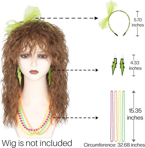 Yan Dream 80s Accessories for Women Lace Headband Earrings Fishnet Gloves Necklace Bracelet Leg Warmers 80s Party Outfit in Saudi Arabia