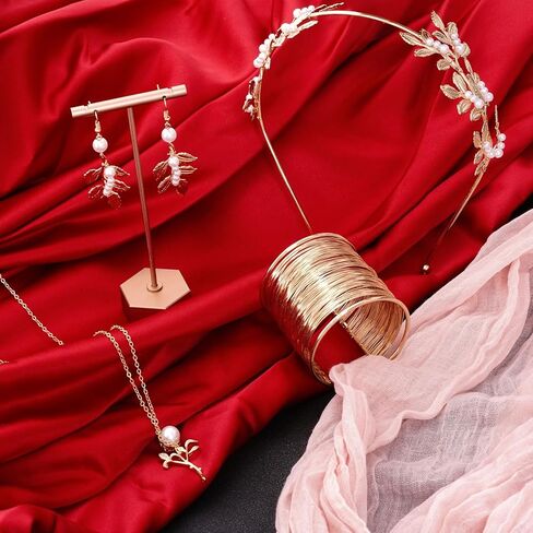 7 Pcs Greek Goddess Accessories for Women Golden Roman Laurel Leaf Crown Headband Upper Arm Cuff Bracelet Pearl Earrings Toga Costume Jewelry for Bridal Bridesmaid Wedding Party Halloween in Kuwait