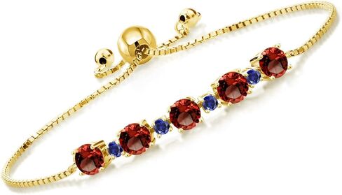 سوار تنس من Gem Stone King مطلي بالذهب الأصفر عيار 18 قيراط وكابوشون مستدير وكابوشون أبيض وأوبال إثيوبي وأزرق من الياقوت الأزرق للنساء (1.70 قيراط، قابل للتعديل بالكامل حتى 9 بوصة) in Saudi Arabia
