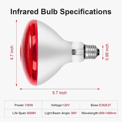 Infrared Bulb Heat Lamp, Red Light Therapy Heat Bulbs, Infrared Light Bulb for Body Suitable for E26/E27 Socket in Saudi Arabia