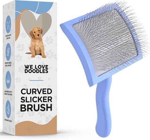 Large Slicker Brush & Slicker Brush Cleaner | Dog Doodle Brush for Grooming Pet Hair | Poodle Brush for Shedding | Long Haired Dogs | Goldendoodle Long Brush for Dogs (Large) [We Love Doodles] in Saudi Arabia