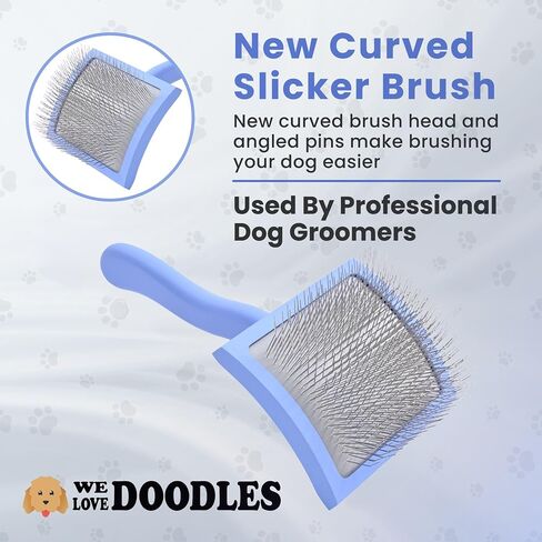 Large Slicker Brush & Slicker Brush Cleaner | Dog Doodle Brush for Grooming Pet Hair | Poodle Brush for Shedding | Long Haired Dogs | Goldendoodle Long Brush for Dogs (Large) [We Love Doodles] in Saudi Arabia