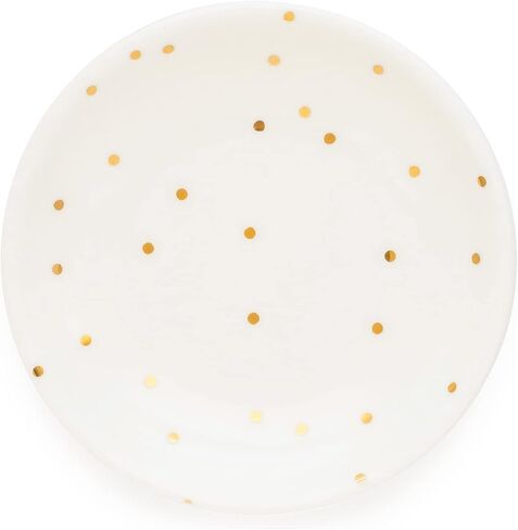 Sugar Paper Trinket Tray, Bordered Heart, 3.75" x 4", White Ceramic Dish With Gold Painted Accents, Ring Dish in Saudi Arabia