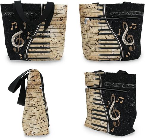 84 فورس حقيبة للنساء. حقيبة كتف كبيرة مع جيوب وسحاب للعمل. هدية للاعبي البيانو ، عشاق البيانو. in Kuwait