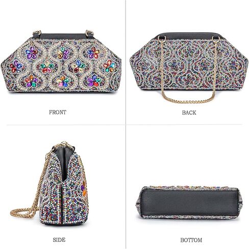 Flower Evening Handbags Crystals Clutch Purses Rhinestone Shoulder Crossbody Bag in Kuwait