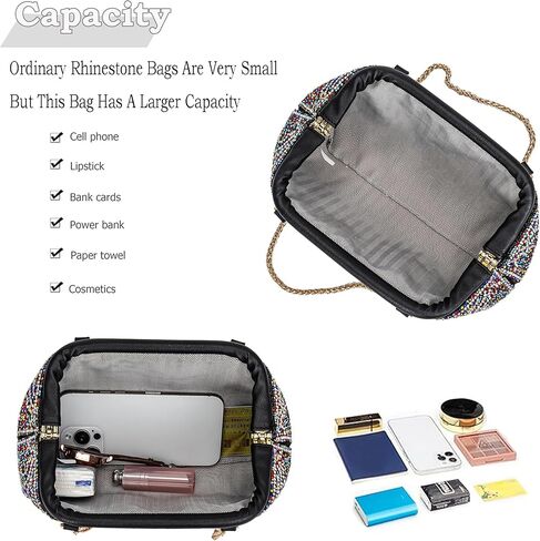 Flower Evening Handbags Crystals Clutch Purses Rhinestone Shoulder Crossbody Bag in Kuwait