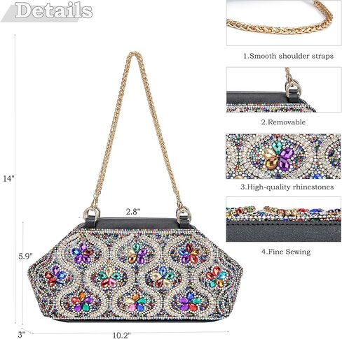 Flower Evening Handbags Crystals Clutch Purses Rhinestone Shoulder Crossbody Bag in Kuwait