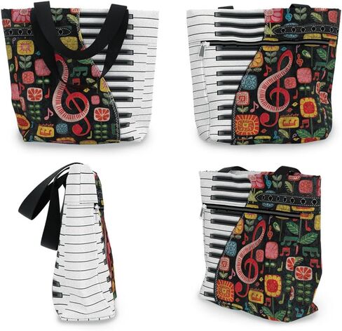 84hoods Tote Bag for Women. Large Shoulder Bag with Pockets and Zipper for Work. Gift for Piano Players, Piano Lovers. in Kuwait