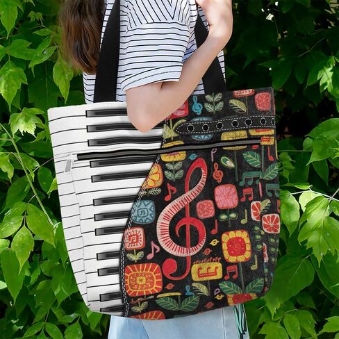 84hoods Tote Bag for Women. Large Shoulder Bag with Pockets and Zipper for Work. Gift for Piano Players, Piano Lovers. in Kuwait