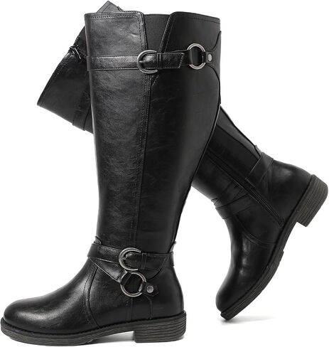 Luoika Women's Extra Wide Calf Cowboy Knee High Boots, Wide Width Cowgirl Slouchy Boots. in Saudi Arabia