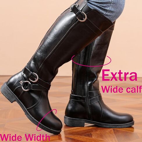 Luoika Women's Extra Wide Calf Cowboy Knee High Boots, Wide Width Cowgirl Slouchy Boots. in Saudi Arabia