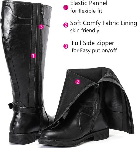 Luoika Women's Extra Wide Calf Cowboy Knee High Boots, Wide Width Cowgirl Slouchy Boots. in Saudi Arabia