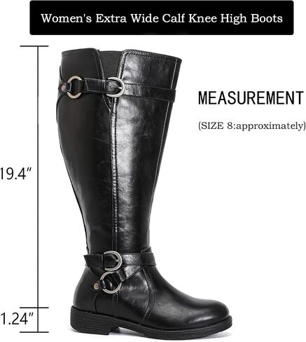 Luoika Women's Extra Wide Calf Cowboy Knee High Boots, Wide Width Cowgirl Slouchy Boots. in Saudi Arabia