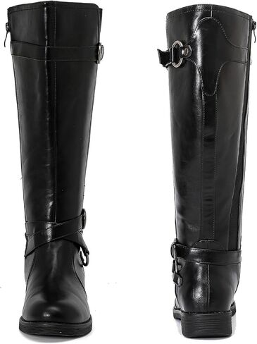 Luoika Women's Extra Wide Calf Cowboy Knee High Boots, Wide Width Cowgirl Slouchy Boots. in Saudi Arabia