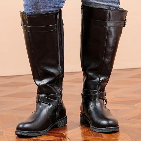 Luoika Women's Extra Wide Calf Cowboy Knee High Boots, Wide Width Cowgirl Slouchy Boots. in Saudi Arabia