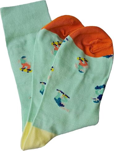 الجوارب للرجال - تصميم الجدة المرح ، القطن الممشط ، إصبع القدم المعزز والكعب ، مقاس واحد (8-12) in Kuwait