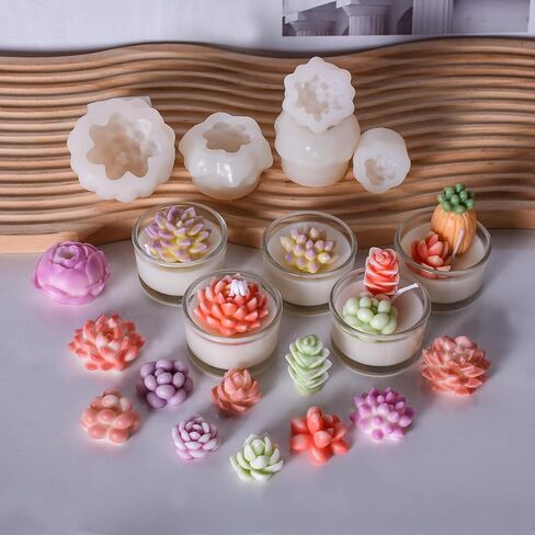 Peony Silicone Mold,2PCS Candle Molds for Candle Making,3D Peony Flower Resin Candle Soap Silicone Molds in Kuwait