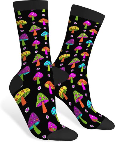 AOYEGO White Daisy Funny Socks Flower Print Chamomile Novelty Casual Crew Socks Contrast Color Design for Women Men Gift in Saudi Arabia