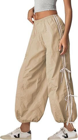 OPCAKM Women's Baggy Pants Elastic Waist Striped Track Sweatpants Parachute Pants in Saudi Arabia
