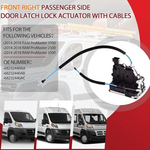 Sliding Door Lock Actuator Compatible for Ram Promaster 1500 2500 3500 2014-2018 Passenger Side Sliding Door Latch Actuator Cable Assembly 68226180AB 68226180AC 68226180AD in Kuwait