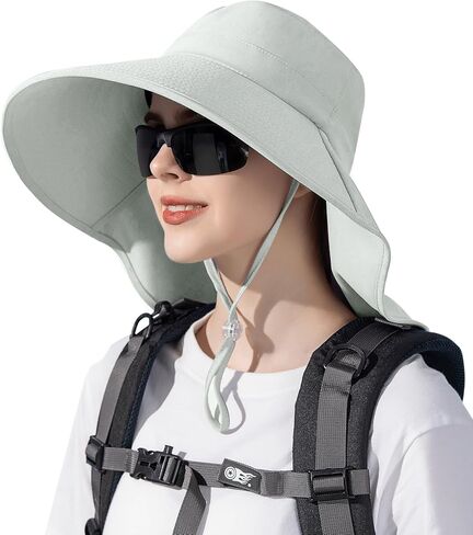 Sun Hats for Women UPF 50+ Uv Protection with Ponytail Hole，Beach Wide Brim Hats Fishing Hats，Gardening Hat for Neck Flap in Saudi Arabia