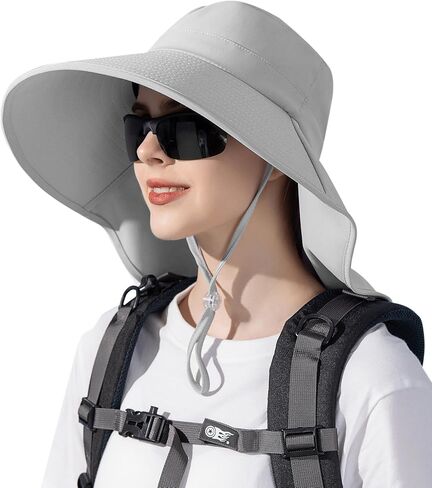 Sun Hats for Women UPF 50+ Uv Protection with Ponytail Hole，Beach Wide Brim Hats Fishing Hats，Gardening Hat for Neck Flap in Saudi Arabia